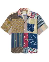 Kardo - Ronen Convertible-collar Printed Patchwork Cotton Shirt - Lyst