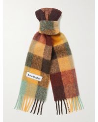 Acne Studios - Vally Fringed Checked Knitted Scarf - Lyst