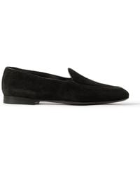 Manolo Blahnik - Modena Leather-Trimmed Suede Loafers - Lyst