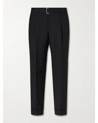 Officine Generale - Hugo Straight-leg Belted Virgin Wool Suit Trousers - Lyst