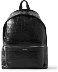 Saint Laurent - City Croc-Effect Glossed-Leather Backpack - Lyst