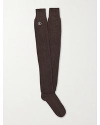 Rick Owens - Moncler Logo-appliquéd Ribbed Cotton Socks - Lyst