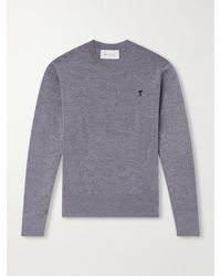 Ami Paris - Adc Logo-Embroidered Merino Wool Sweater - Lyst