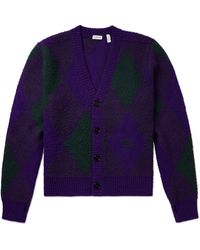 Burberry - Jacquard-knit Argyle Brushed-wool Cardigan - Lyst