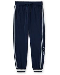 Gucci - Tapered Logo-print Striped Jersey Sweatpants - Lyst