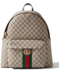 Gucci - Ophidia Medium Leather-Trimmed Monogrammed Coated-Canvas Backpack - Lyst