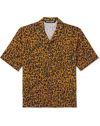 Palm Angels - Camp-collar Cheetah-print Linen And Cotton-blend Shirt - Lyst
