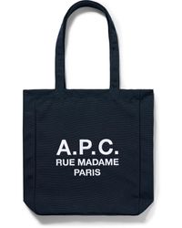 A.P.C. - Rue Madame Logo-Embroidered Canvas Tote Bag - Lyst