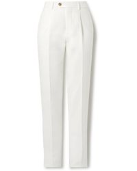 Brunello Cucinelli - Slim-fit Pleated Cotton-twill Suit Trousers - Lyst