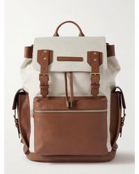Brunello Cucinelli - Cotton And Linen-blend Twill And Leather Backpack - Lyst