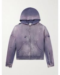SAINT Mxxxxxx - Oversized-Kapuzenjacke aus Baumwoll-Jersey mit Reißverschluss in Distressed-Optik - Lyst