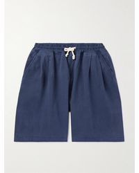 Frankie Shop - Shorts a gamba larga in denim con coulisse e pinces - Lyst