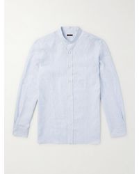 Rubinacci - Grandad-collar Striped Linen Shirt - Lyst