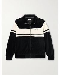 Celine - Logo-Embroidered Cotton-Blend Velour Track Jacket - Lyst