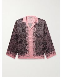 Acne Studios - Sowen Camp-Collar Printed Satin Shirt - Lyst
