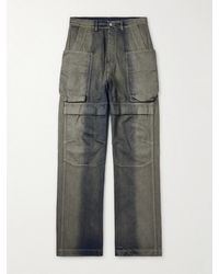 Rick Owens - Stefan Wide-Leg Distressed Denim Cargo Trousers - Lyst