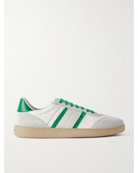 Ferragamo - Leather-trimmed Suede And Shell Sneakers - Lyst
