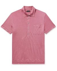 Tom Ford - Slim-Fit Silk And Linen-Blend Polo Shirt - Lyst