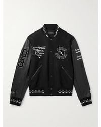 Amiri - Appliquéd Embroidered Wool-Blend Twill And Leather Varsity Jacket - Lyst
