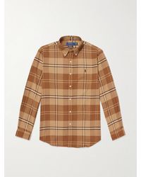 Polo Ralph Lauren - Button-Down Collar Logo-Embroidered Checked Cotton-Blend Twill Shirt - Lyst