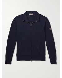 Canali Cotton-blend Jersey Zip-up Sweatshirt - Blue