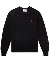 Ami Paris - Adc Logo-embroidered Merino Wool Sweater - Lyst