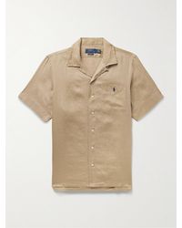 Polo Ralph Lauren - Camicia in lino con colletto convertibile e logo ricamato Clady - Lyst