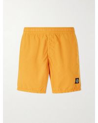 Stone Island - Straight-Leg Mid-Length Logo-Print Shell Swim Shorts - Lyst