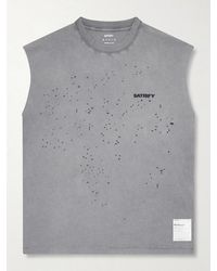 Satisfy - Distressed Logo-Print Mothtech Organic Cotton-Jersey Tank Top - Lyst