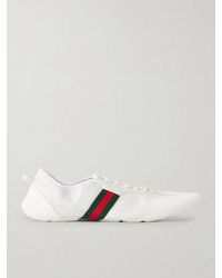 Gucci - Flex Web Stripe-detail Suede-trimmed Leather Sneakers - Lyst