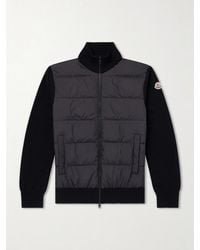 Moncler - Panelled Virgin Wool And Quilted Shell Down Zip-Up Cardigan - Lyst