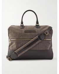 Brunello Cucinelli - Boston Leather-trimmed Woven Weekend Bag - Lyst