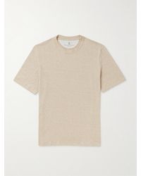 Brunello Cucinelli - T-shirt in jersey di misto lino e cotone fiammato - Lyst
