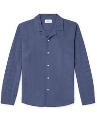 MR P. - Convertible-collar Striped Cotton And Linen-blend Shirt - Lyst