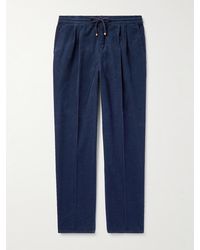 Brunello Cucinelli - Straight-Leg Pleated Cotton-Corduroy Drawstring Trousers - Lyst