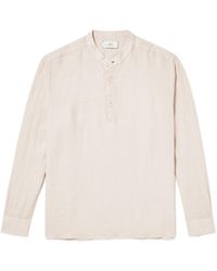 MR P. - Mandarin-collar Garment-dyed Half-placket Linen Shirt - Lyst