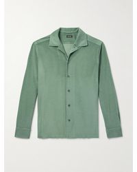 Zegna - Camp-collar Cotton And Silk-blend Terry Shirt - Lyst