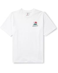 CASABLANCA - Montagne Ondulée Logo-Print Cotton-Jersey T-Shirt - Lyst