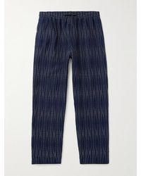 YMC - Alva Straight-leg Sashiko Cotton And Wool-blend Drawstring Trousers - Lyst