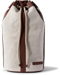 Brunello Cucinelli - Leather-trimmed Cotton And Linen-blend Canvas Backpack - Lyst