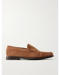 Tod's - Gathered Suede Penny Loafers - Lyst