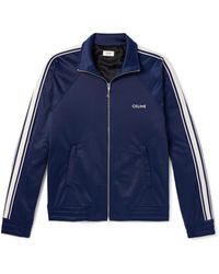 Celine - Logo-Embroidered Striped Tech-Jersey Track Jacket - Lyst