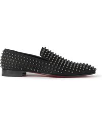 Christian Louboutin - Dandelion Grosgrain-trimmed Studded Knitted Loafers - Lyst