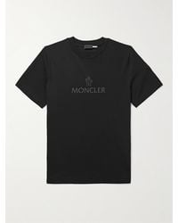 Moncler - T-shirt in jersey di cotone con logo stampato e finiture in mesh - Lyst