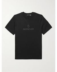 Moncler - Mesh-Trimmed Logo-Print Cotton-Jersey T-Shirt - Lyst