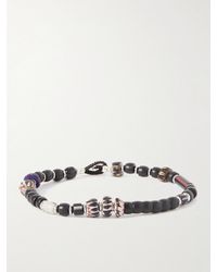 Mikia - Silver And Cord Beaded Bracelet - Lyst