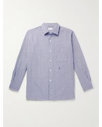 Nanamica Logo-embroidered Striped Cotton-blend Poplin Shirt - Blue