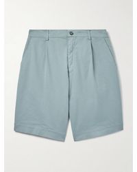 Canali - Straight-leg Pleated Cotton-blend Twill Shorts - Lyst