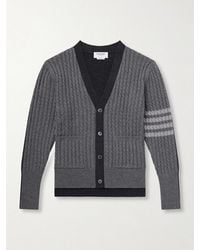 Thom Browne - Cable-Knit Virgin Wool Cardigan - Lyst