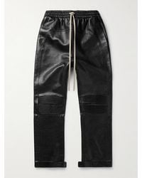 Fear Of God - Slim-Fit Straight-Leg Full-Grain Leather Drawstring Trousers - Lyst